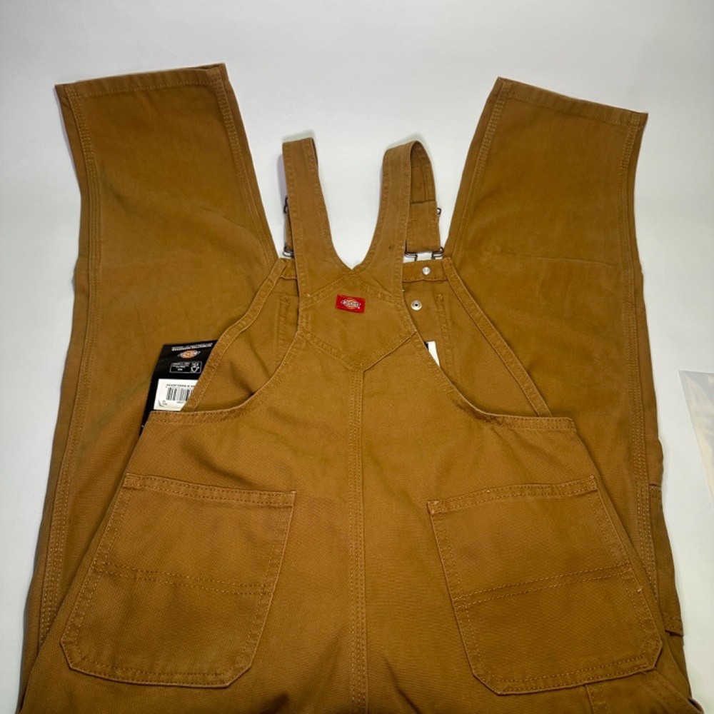 Dickies Brown Bib Overalls Kids 10/12 (M) Workwear Style - Picture 6 of 8